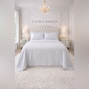 Laura Ashley Pale Blue and White Striped Cotton Sheet set 4 pcs